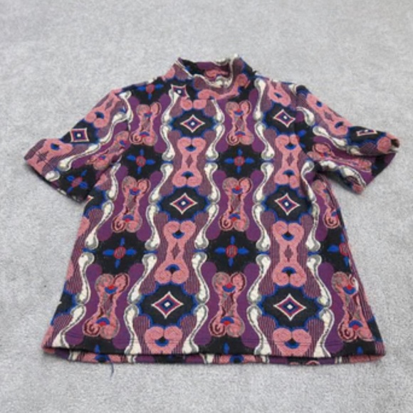 Zara Multicolored Textured Mock Neck Top - Size Large Preloved - Picture 4 of 7